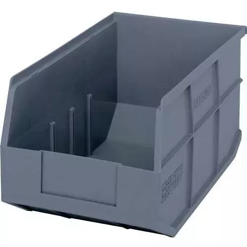 quantum-storage-plastic-stackable-shelf-bin-14-l-x-8-1-4-w-x-7-h-gray-pkg-qty-12 Quantum Storage Plastic Stackable Shelf Bin, 14"L x 8-1/4"W x 7"H, Gray - Pkg Qty 12