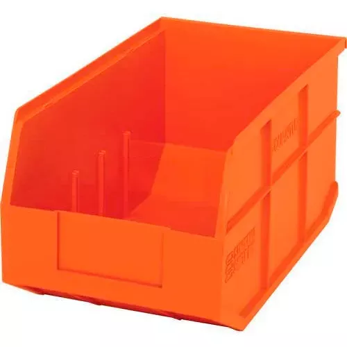 quantum-storage-plastic-stackable-shelf-bin-14-l-x-8-1-4-w-x-7-h-orange-pkg-qty- Quantum Storage Plastic Stackable Shelf Bin, 14"L x 8-1/4"W x 7"H, Orange - Pkg Qty 12