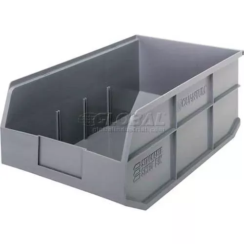quantum-storage-plastic-stackable-shelf-bin-18-l-x-11-w-x-7-h-gray-pkg-qty-6 Quantum Storage Plastic Stackable Shelf Bin, 18"L x 11"W x 7"H, Gray - Pkg Qty 6
