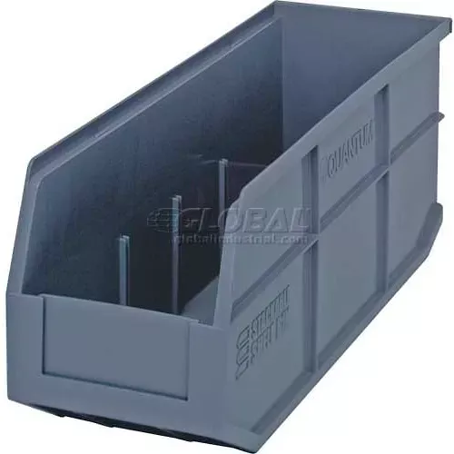 quantum-storage-plastic-stackable-shelf-bin-18-l-x-6-w-x-7-h-gray-pkg-qty-6 Quantum Storage Plastic Stackable Shelf Bin, 18"L x 6"W x 7"H, Gray - Pkg Qty 6
