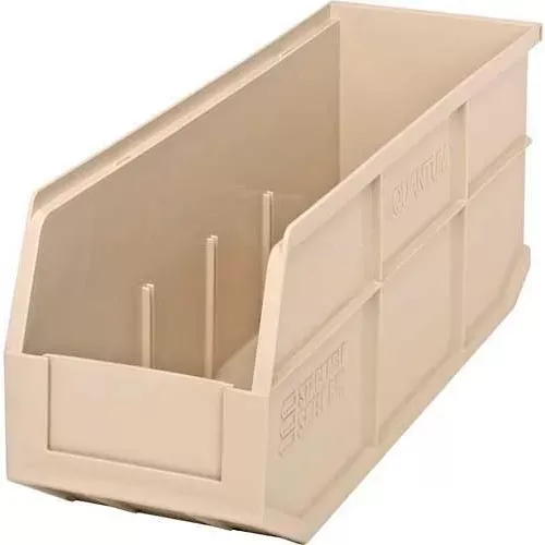 quantum-storage-plastic-stackable-shelf-bin-18-l-x-6-w-x-7-h-ivory-pkg-qty-6 Quantum Storage Plastic Stackable Shelf Bin, 18"L x 6"W x 7"H, Ivory - Pkg Qty 6