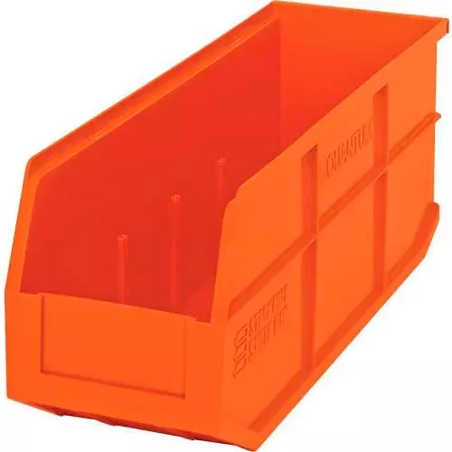 quantum-storage-plastic-stackable-shelf-bin-18-l-x-6-w-x-7-h-orange-pkg-qty-6 Quantum Storage Plastic Stackable Shelf Bin, 18"L x 6"W x 7"H, Orange - Pkg Qty 6
