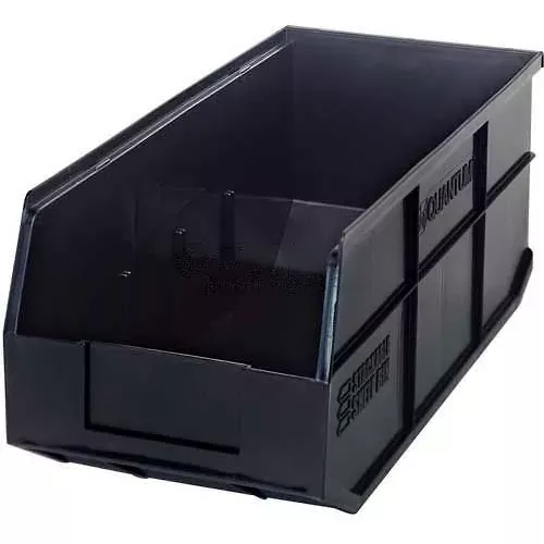 quantum-storage-plastic-stackable-shelf-bin-18-l-x-8-1-4-w-x-7-h-black-pkg-qty-6 Quantum Storage Plastic Stackable Shelf Bin, 18"L x 8-1/4"W x 7"H, Black - Pkg Qty 6