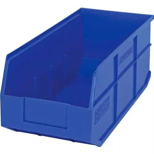 quantum-storage-plastic-stackable-shelf-bin-18-l-x-8-1-4-w-x-7-h-blue-pkg-qty-6 Quantum Storage Plastic Stackable Shelf Bin, 18"L x 8-1/4"W x 7"H, Blue - Pkg Qty 6