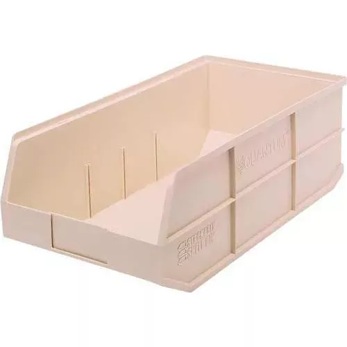 quantum-storage-plastic-stackable-shelf-bin-20-1-2-l-x-11-w-x-7-h-ivory-pkg-qty- Quantum Storage Plastic Stackable Shelf Bin, 20-1/2"L x 11"W x 7"H, Ivory - Pkg Qty 6
