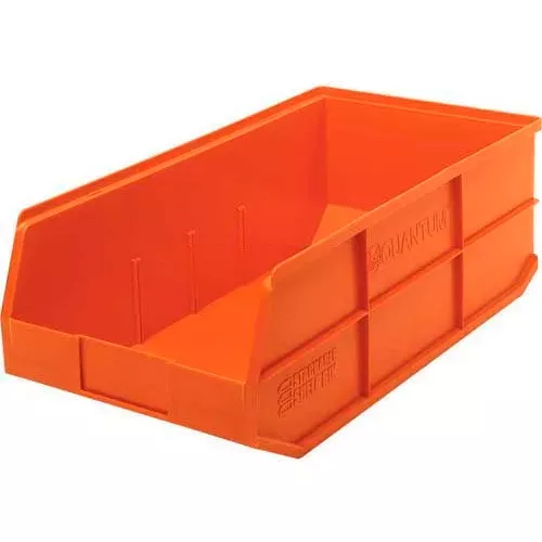 quantum-storage-plastic-stackable-shelf-bin-20-1-2-l-x-11-w-x-7-h-orange-pkg-qty Quantum Storage Plastic Stackable Shelf Bin, 20-1/2"L x 11"W x 7"H, Orange - Pkg Qty 6