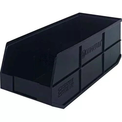 Quantum Storage Plastic Stackable Shelf Bin, 20-1/2"L x 8-1/4"W x 7"H, Black - Pkg Qty 6