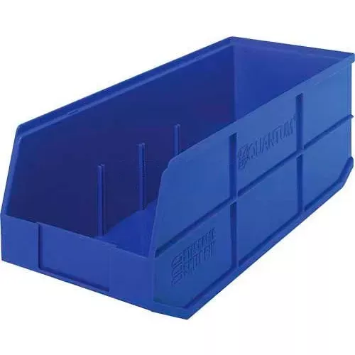 quantum-storage-plastic-stackable-shelf-bin-20-1-2-l-x-8-1-4-w-x-7-h-blue-pkg-qt Quantum Storage Plastic Stackable Shelf Bin, 20-1/2"L x 8-1/4"W x 7"H, Blue - Pkg Qty 6