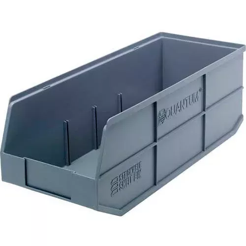 quantum-storage-plastic-stackable-shelf-bin-20-1-2-l-x-8-1-4-w-x-7-h-gray-pkg-qt Quantum Storage Plastic Stackable Shelf Bin, 20-1/2"L x 8-1/4"W x 7"H, Gray - Pkg Qty 6