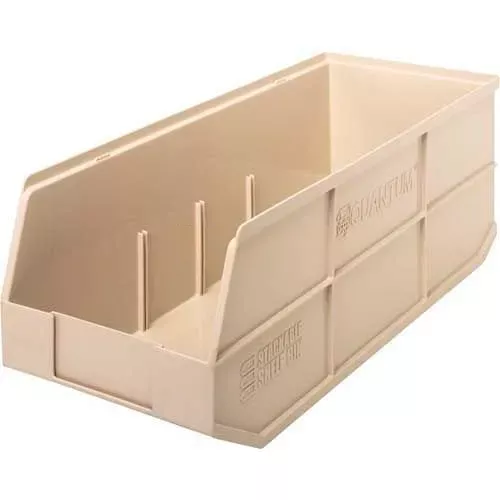 quantum-storage-plastic-stackable-shelf-bin-20-1-2-l-x-8-1-4-w-x-7-h-ivory-pkg-q Quantum Storage Plastic Stackable Shelf Bin, 20-1/2"L x 8-1/4"W x 7"H, Ivory - Pkg Qty 6