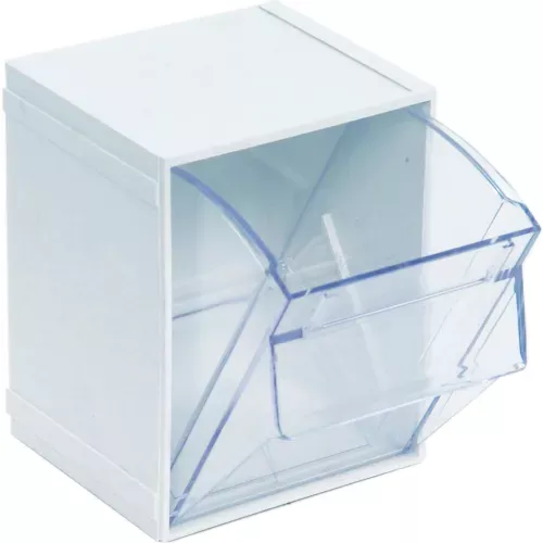 quantum-tip-out-interlocking-bin-qtb405-4-1-2-x-4-x-6-white-pkg-qty-5 Quantum Tip Out Interlocking Bin QTB405 4-1/2 x 4 x 6 White - Pkg Qty 5