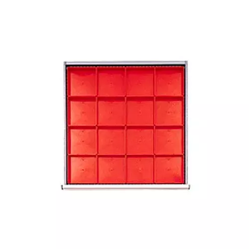 SC Drawer Layout, 16 Plastic Boxes 3" H