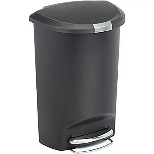simplehuman-semi-round-plastic-step-can-13-gallon-black simplehuman Semi Round Plastic Step Can - 13 Gallon Black