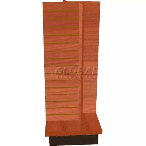 slatwall-4-way-display-fixture-cherry-with-spinner-base-casters Slatwall 4-Way Display Fixture-Cherry with Spinner Base and Casters