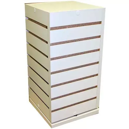 slatwall-counter-top-cube-display-fixture-white-with-spinner-base Slatwall Counter Top Cube Display Fixture-White with Spinner Base