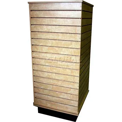 slatwall-cube-display-fixture-birch-with-spinner-base-casters Slatwall Cube Display Fixture-Birch with Spinner Base and Casters