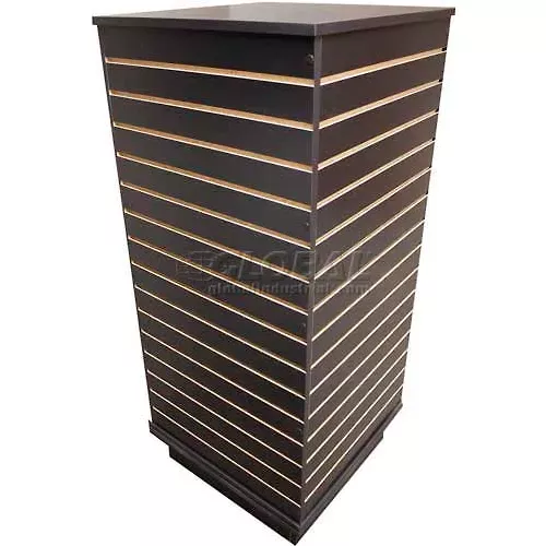 slatwall-cube-display-fixture-black-with-spinner-base-casters Slatwall Cube Display Fixture-Black with Spinner Base and Casters