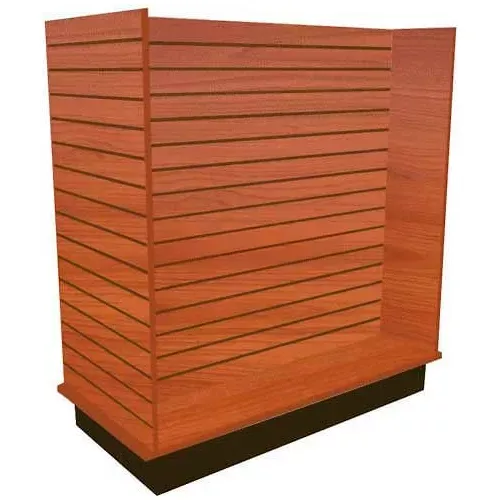 slatwall-h-display-fixture-cherry-with-casters Slatwall H Display Fixture-Cherry with Casters