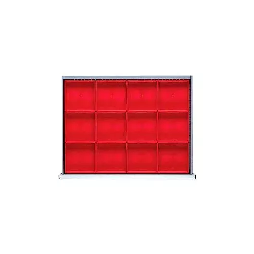 ST Drawer Layout, 12 Plastic Boxes 3" H