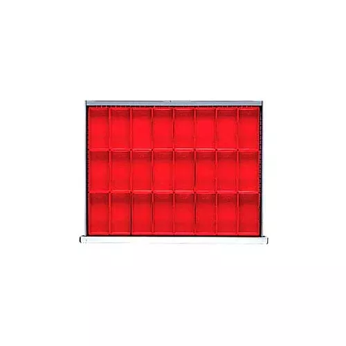 ST Drawer Layout, 24 Plastic Boxes 3" H