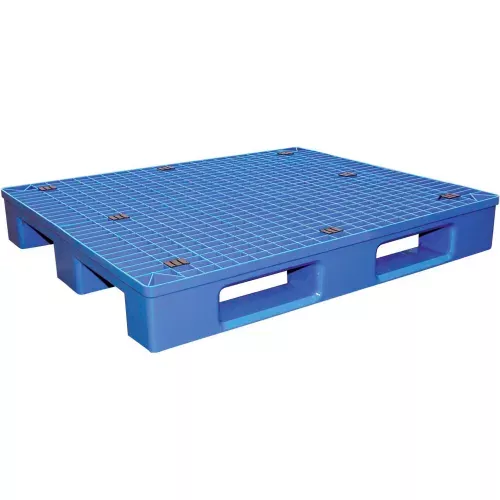 stackable-open-deck-pallet-plastic-2-way-4-way-47-x-39-1-4-8800-lb-static-cap-bl Stackable Open Deck Pallet, Plastic, 2-Way & 4-Way, 47" x 39-1/4", 8800 Lb Static Cap, Blue