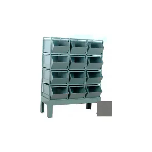 stackbin-steel-hopper-bin-stackrack-unit-51-1-4-w-x-24-d-x-59-h-12-steel-bins-gr Stackbin Steel Hopper Bin Stackrack Unit, 51-1/4"W X 24"D X 59"H, 12 Steel Bins, Gray