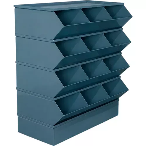 stackbin-steel-hopper-stack-bin-12-compartment-sectional-unit-37-w-x-20-d-x-44-h Stackbin Steel Hopper Stack Bin, 12 Compartment Sectional Unit, 37"W x 20"D x 44"H, Blue