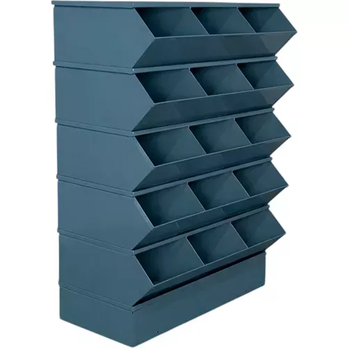 stackbin-steel-hopper-stack-bin-15-compartment-sectional-unit-37-w-x-20-d-x-53-1 Stackbin Steel Hopper Stack Bin, 15 Compartment Sectional Unit, 37"W x 20"D x 53-1/2"H, Black