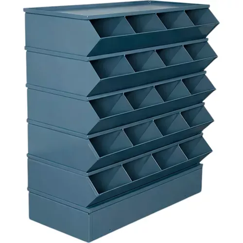 stackbin-steel-hopper-stack-bin-20-compartment-sectional-unit-37-w-x-15-d-x-43-1 Stackbin Steel Hopper Stack Bin, 20 Compartment Sectional Unit, 37"W x 15"D x 43-1/2"H, Blue