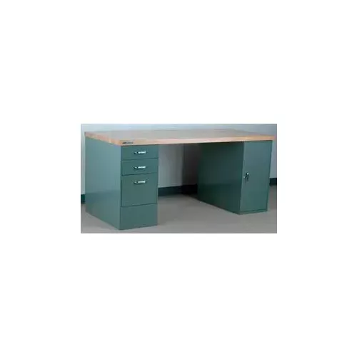 stackbin-workbench-pedestal-workbench-butcher-block-square-edge-72-w-x-30-d-gray Stackbin Workbench, Pedestal Workbench, Butcher Block Square Edge, 72"W X 30"D, Gray