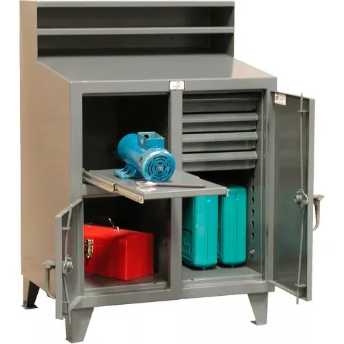 stronghold-shop-desk-combo-36-w-x-28-d-gray StrongHold Shop Desk Combo, 36"W x 28"D, Gray