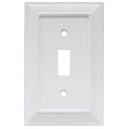 toggle-wall-plate-1-gang-wood-architectural-white-mdf-material Toggle Wall Plate, 1-Gang, Wood Architectural, White MDF Material