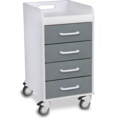 trippnt-compact-4-drawer-locking-medical-cart-silver-metallic-14-w-x-19-d-x-27-h TrippNT Compact 4 Drawer Locking Medical Cart, Silver Metallic, 14"W x 19"D x 27"H