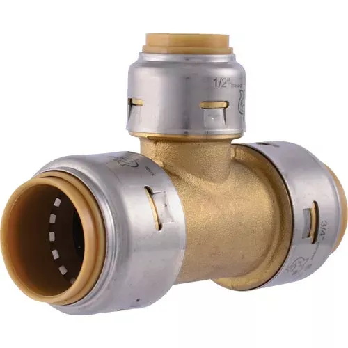ur454a-sharkbite-brass-reducing-push-to-connect-tee UR454A SharkBite Brass Reducing Push-to-Connect Tee