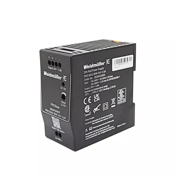 weidmuller-pro-bas-90w-24v-3-8a-power-supply-2838430000 Weidmuller | PRO BAS 90W 24V 3.8A Power Supply | 2838430000