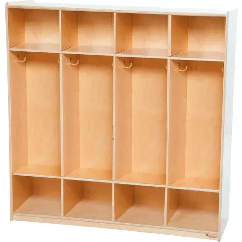 wood-designs-4-section-locker-48-w-x-15-d-x-48-h-brown-assembled Wood Designs 4 Section Locker, 48"W x 15"D x 48"H, Brown, Assembled